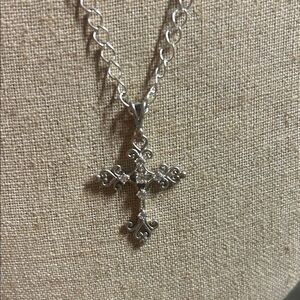 Sterling Silver Filigree Cross Pendant Necklace - Silver